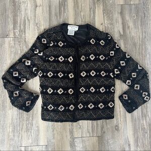 VINTAGE Papell Boutique Beaded Geometric Evening Jacket 1980’s